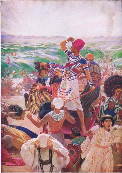 The crossing of the Red Sea, from The Bible Picture Book published by Thomas Nelson, c.1950 by English School